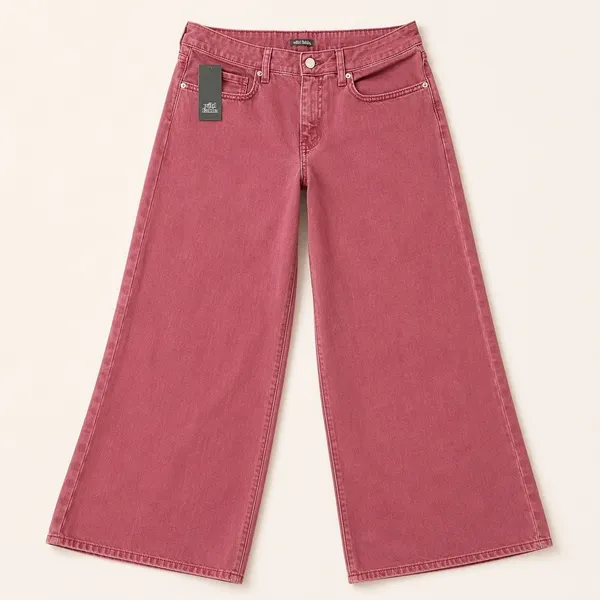 Wild Fable Women Low-Rise Wide Leg Jeans Burgundy Rose 100% Cotton Size 8R NWT - Image 4