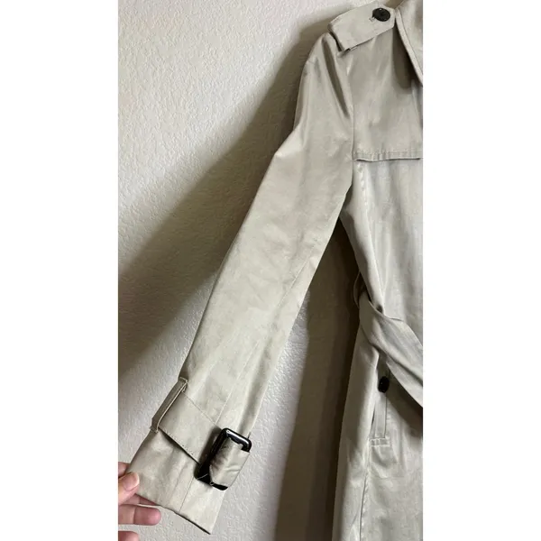 Banana Republic Womens XS Trench Coat Tan Khaki Belted Button Front‎ Epaulettes - Image 8