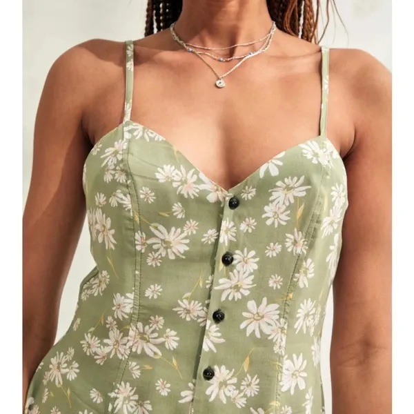 Urban Outfitters Archive Green Floral Maddison Mini‎ Playsuit Romper - Image 2