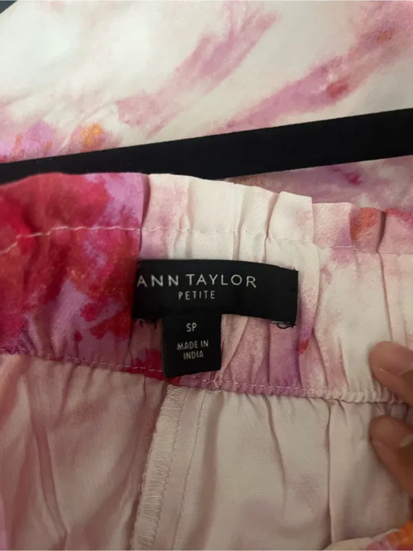 Ann Taylor Pink Watercolor Tie Dye Straight Leg Pants Small Petite Resort Beach - Image 6