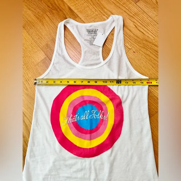Looney Tunes Women’s Racerback Tank Top Colorful Bullseye That’s All Folks Sz L - Image 6
