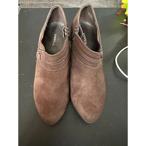 X-Appeal Brown‎ Heeled Booties in 8 - Image 3