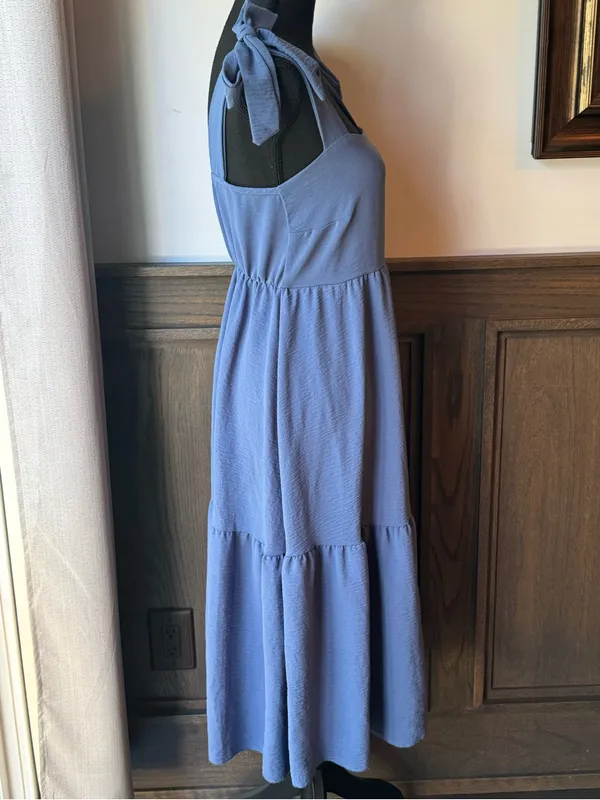 See You Monday light blue Tie-Shoulder Midi Dress large - Image 5
