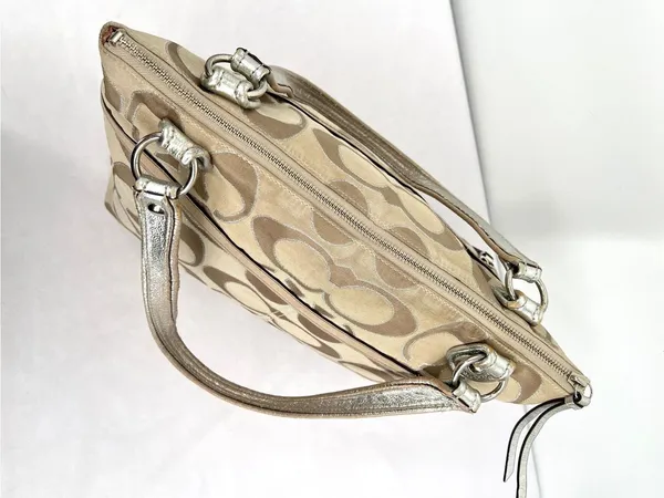 Coach Poppy Metallic Signature C Sateen Glam Y2K Large Hobo Shoulder Tote - Image 3