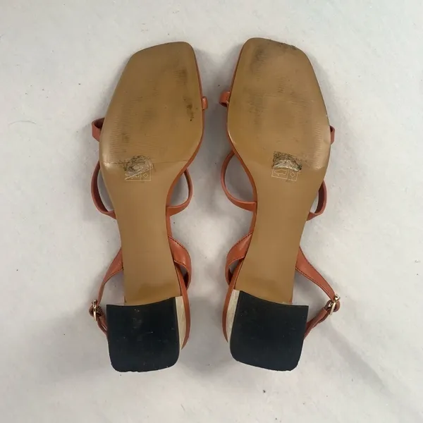 Pedro Square Toe Heeled Sandal in Rust Size 9 or 39‎ Red - Image 4