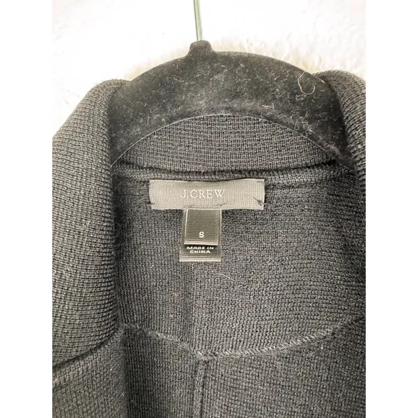 J. Crew Womens Open Front Merino Wool Knit Blazer Cardigan‎ Jacket Black Small - Image 2