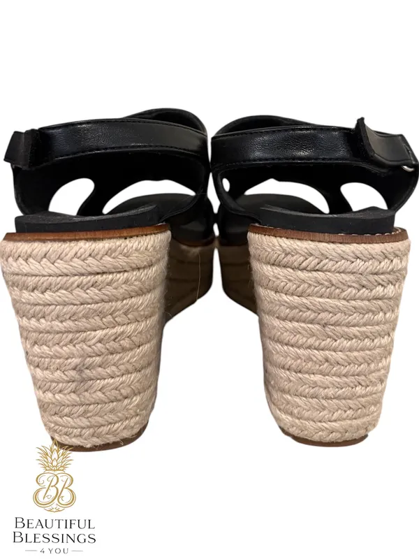 NWT Corkys “Freddie” Wedge Sandals Black Size 8 Platform Espadrille Slingback - Image 3