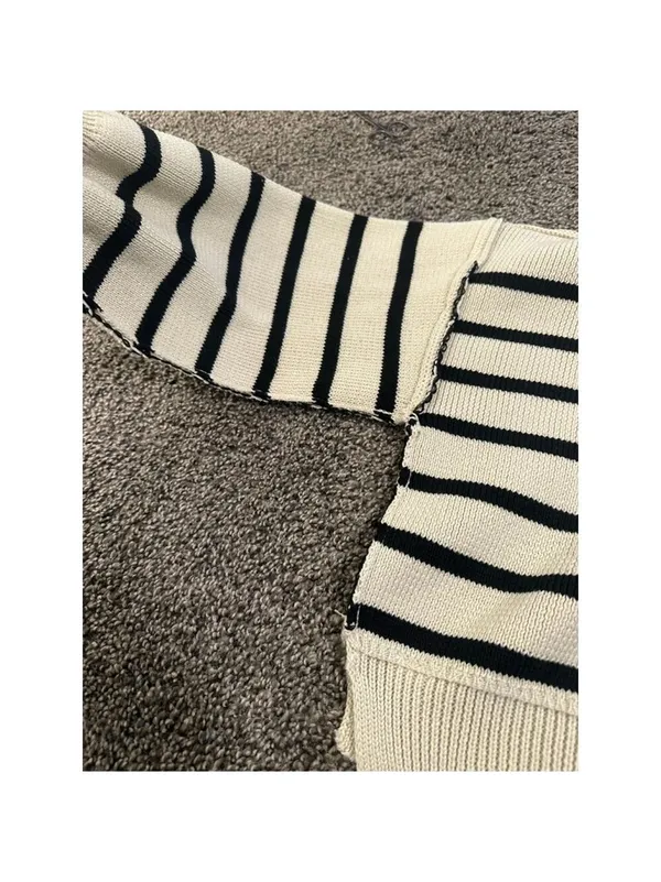 COMMENSE Crew Neck Sweater Off White Black Medium - Image 6