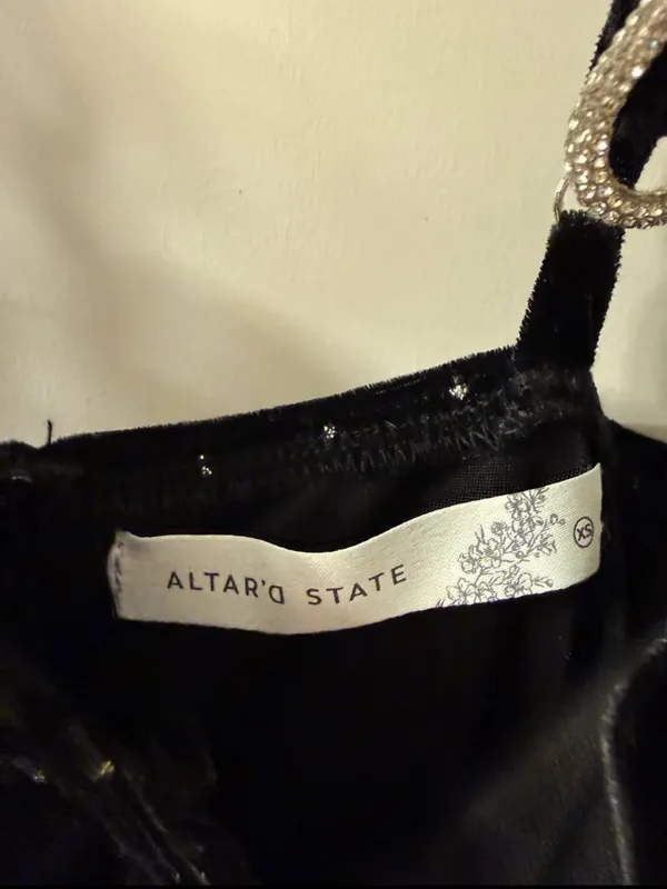 Altar'd State Black Velvet Polka Dot Sweetheart Slip - Image 4