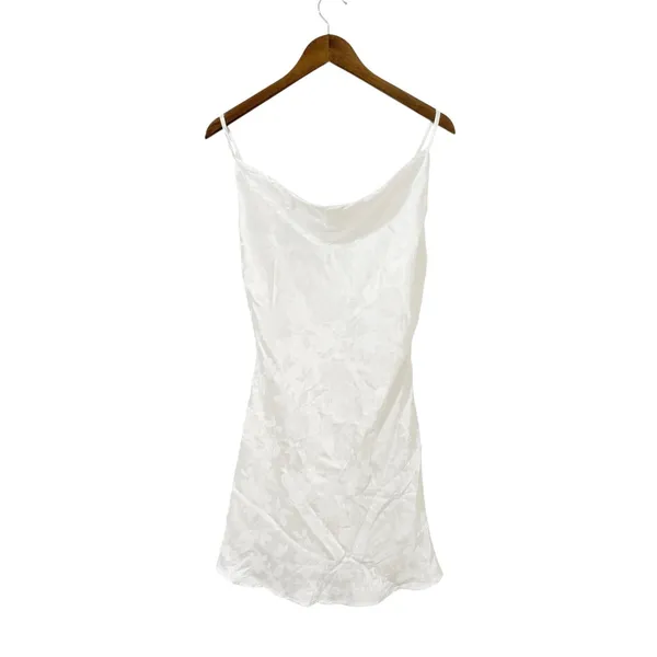 Lulus Close to Your Heart White Satin Jacquard Cowl Slip Dress size Large NWT - Image 4