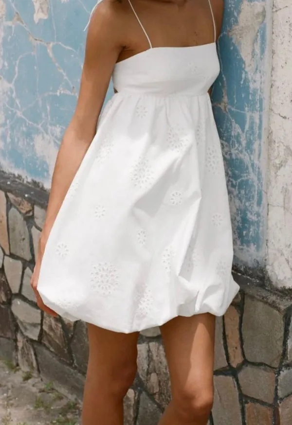 Zara dress mini crochet balloon embroidered white boho vacation casual summer - Image 7