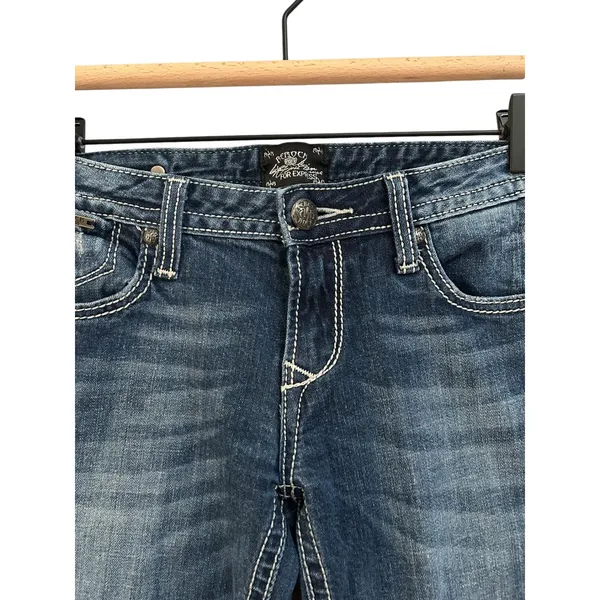 Rock For Express Y2K‎ Jeans Womens Size 6R Boot Cut Dark Wash Denim Embellished - Image 5