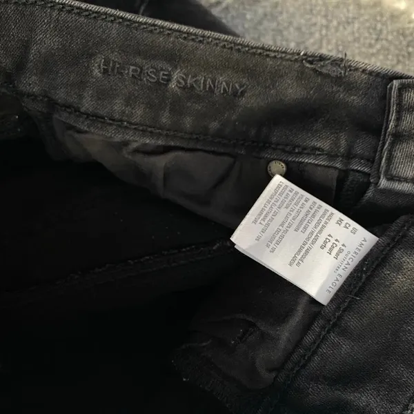 American Eagle Black Hi Rise Skinny Jeans Y2k Grunge Mallgoth Dark Office Siren - Image 3
