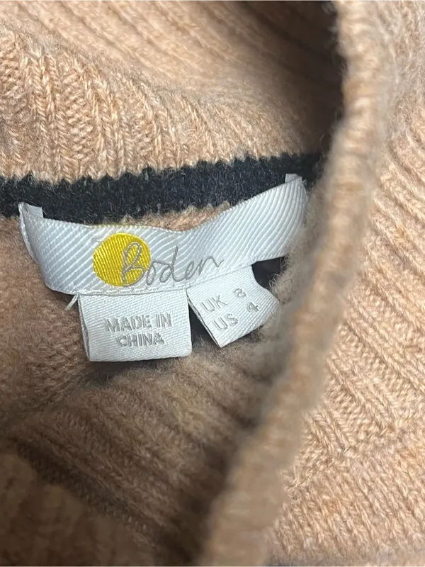 Boden Oversized High Neck Jumper 100% Merino Wool Striped Sweater Size US 4 - Image 2