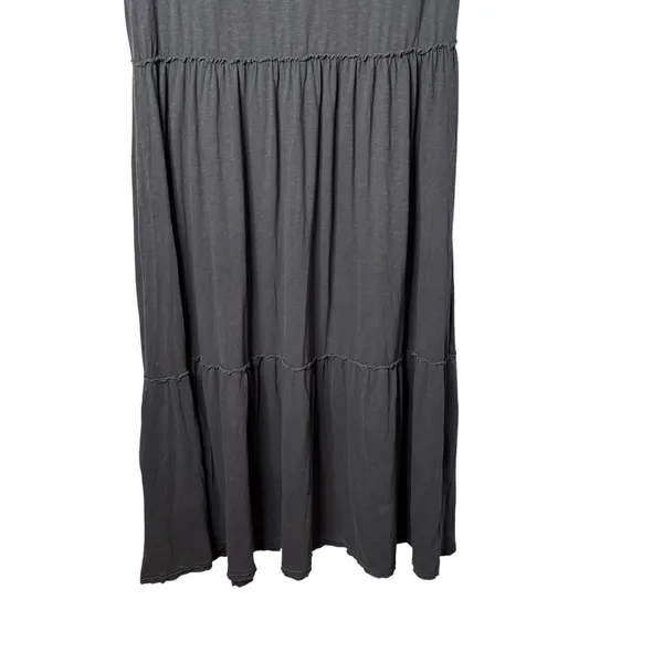 Aerie Cotton Midi Maxi Dress Tiered Womens XL Gray Distressed Grunge Flowy FLAW - Image 4