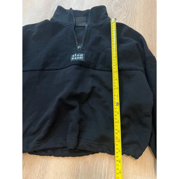 Factorie AU Black Cropped Pullover Hoodie XS Stnd Esntl Cotton - Image 7