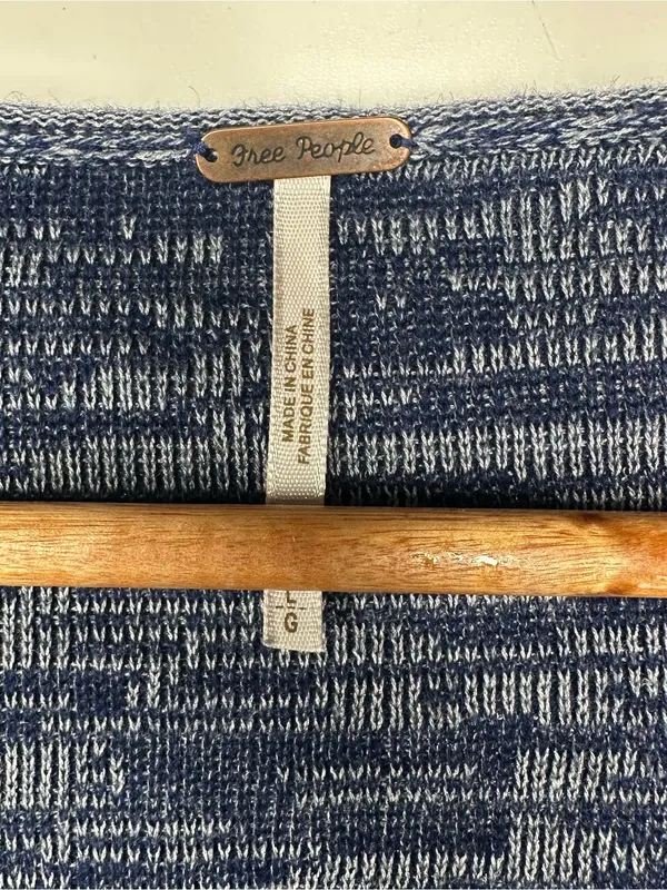 Free People Blue Asymmetrical Hook & Eye Cardigan Sweater Large - Image 3