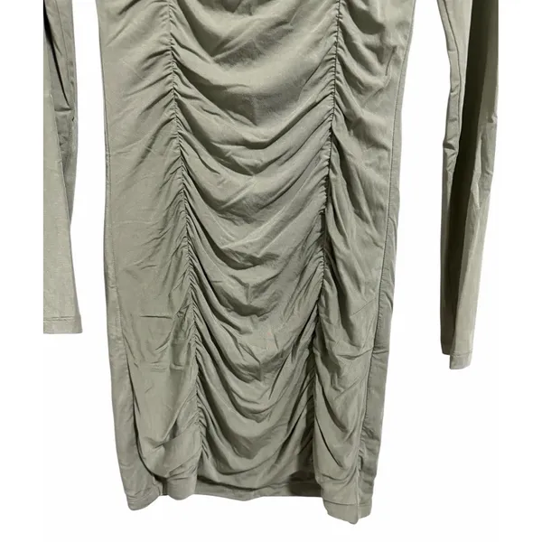 Wilfred Aritzia Lydia Ruched Mini Bodycon Dress‎ Sage Green Women's Size Small - Image 5