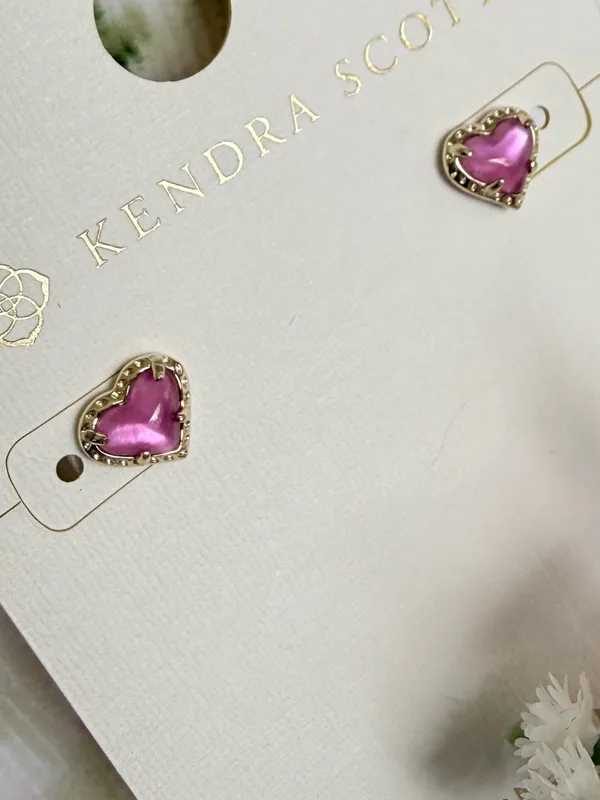 Kendra Scott Anna 14K Gold Over Brass Stud Earrings- Magenta - Image 3
