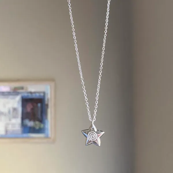 Handmade grunge y2k star swirl fully stainless steel chain necklace💫🌀 - Image 3