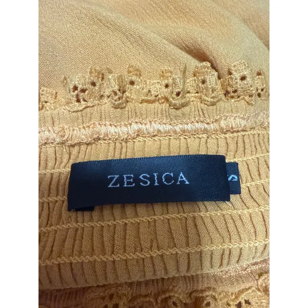 Zesica Smocked Tiered Crochet Sleeveless Tube Bandeau Maxi Flare A-Line Dress S - Image 4