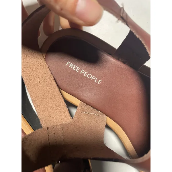 Free People Platform Sandals Womens 6 Brown Leather Knotted Toe Boho Flatform - Image 4
