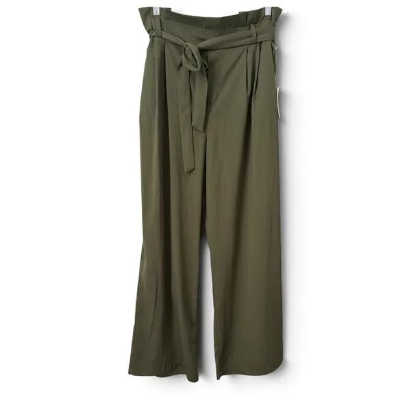 A New Day Olive Green Paperbag Waist Wide Leg Tie Front Trousers XL NWT - Image 3