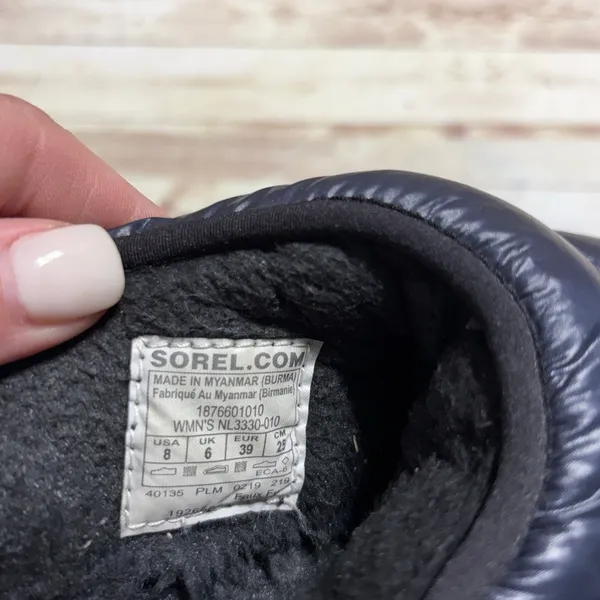 Sorel Hadley Slippers Quilted Navy Blue Puffy Nylon Women's 8 Cozy Warm - Image 7