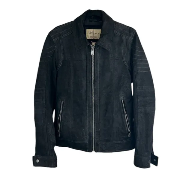 Vintage Wilson Jacket size small Black Motorcycle Suede Genuine Leather Zip up - Image 10