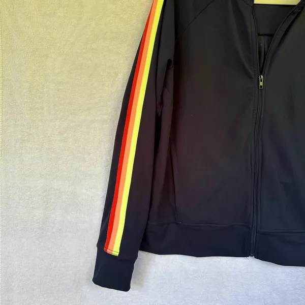 Athletic Works navy Bomber Jacket with Bright Stripes plus size - Image 5
