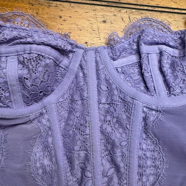 Out From Under Lavender Lace Corset Bralette Bustier‎ Top purple - Image 2