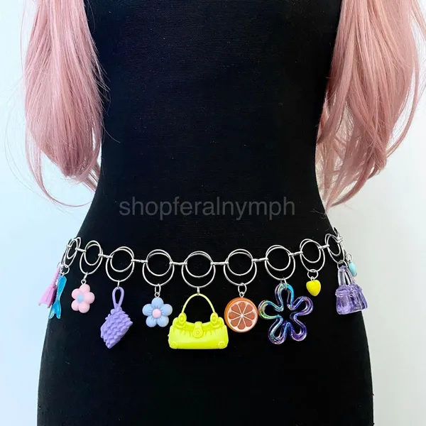 Y2K Harajuku Dopamine Dollcore Handmade Chain Belt, Fits 21-40 Inches, X7GA1417 - Image 2