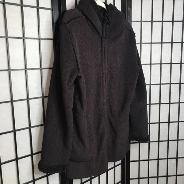 Boutique Fleece Winter Warm Hoodie Coat Jacket Purple Large - Image 3