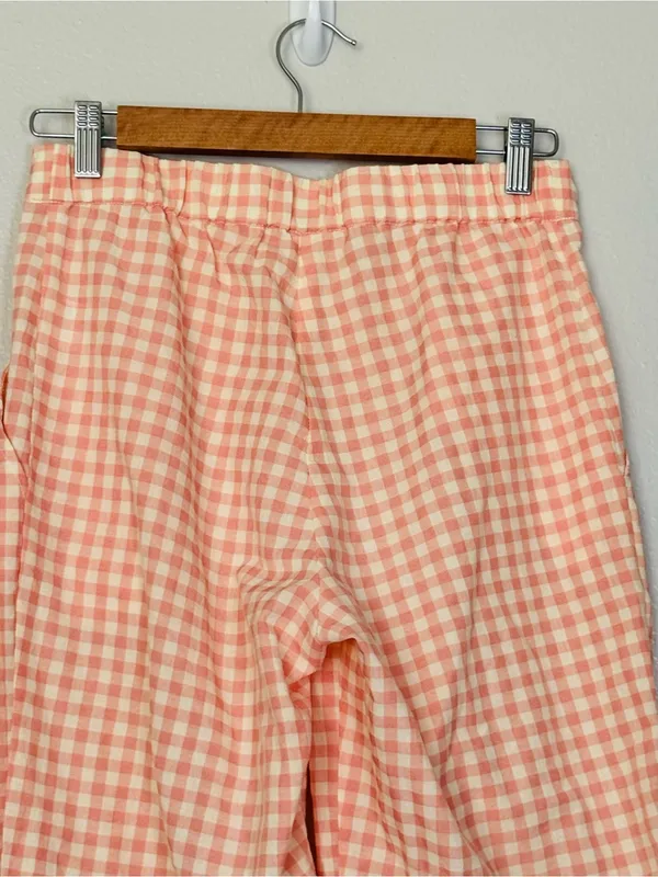 Sonderhaus Perfect Pants Pink & White Gingham Relaxed Fit Cotton Pants Size XS - Image 7