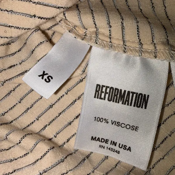 Reformation Custard Stripe Short Sleeve T Shirt Mini Dress XS - Image 5