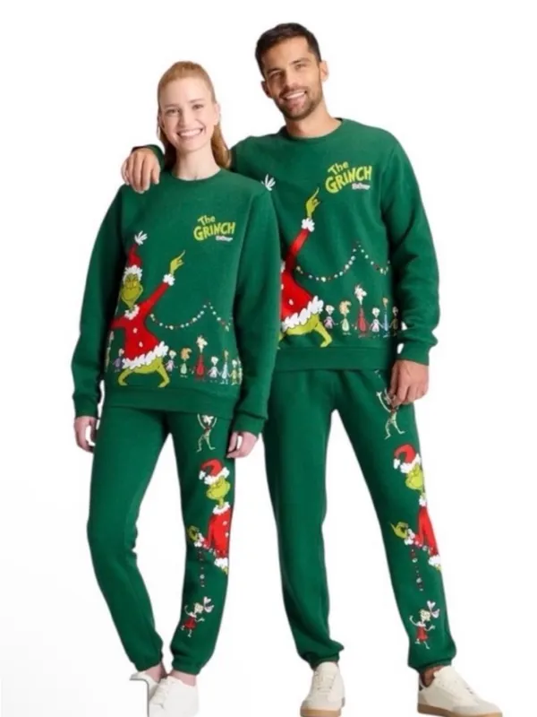 🆕 Dr. Seuss The Grinch Evergreen Fleece Sweatpants Size XS Dark Green NWT - Image 6