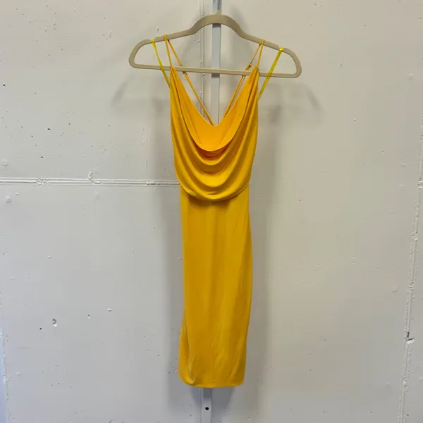 NWT Hello Molly Yellow Cowl Neck Midi Dress Open Back ST2605D XS US 2 - Image 2