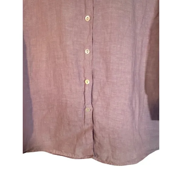 L.L. Bean Lilac Purple Linen Long Sleeve Collared Button Down Shirt Women Sz M - Image 3