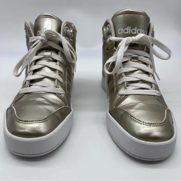Adidas Neo Label Gold Metallic Leather Women’s High-Tops w/White Midsole-Sz 7.5 - Image 4