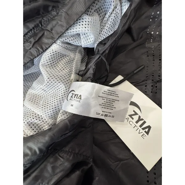 ZYIA Active Black Hooded Windbreaker Jacket Womens Medium M New With Tags NWT - Image 9