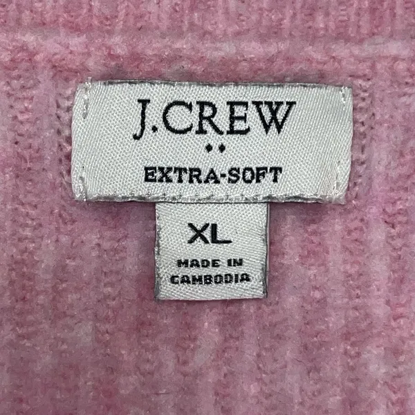 J Crew‎ Ribbed Boyfriend Crewneck Sweater Extra Soft Wool Blend Women XL Pink - Image 6