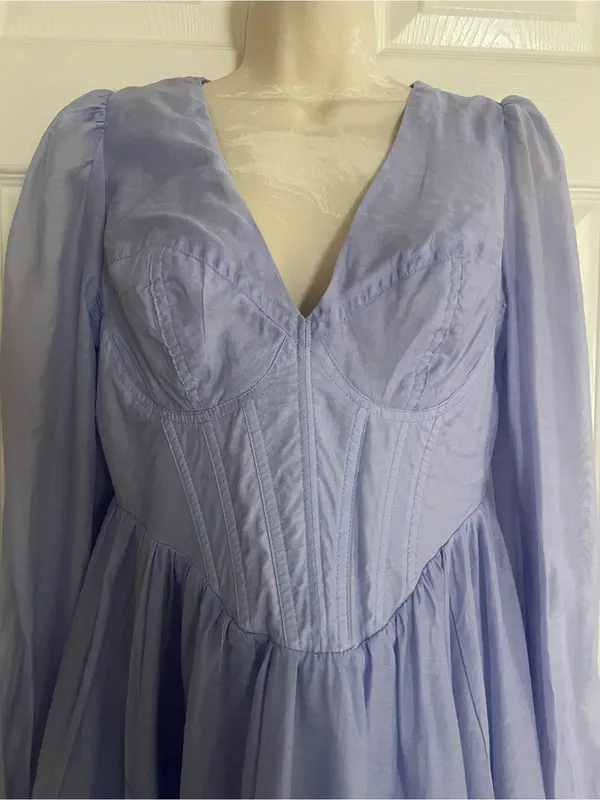 Gianni Bini Light Lavender Long-Sleeve Fit-and-Flare Dress Size Small - Image 4