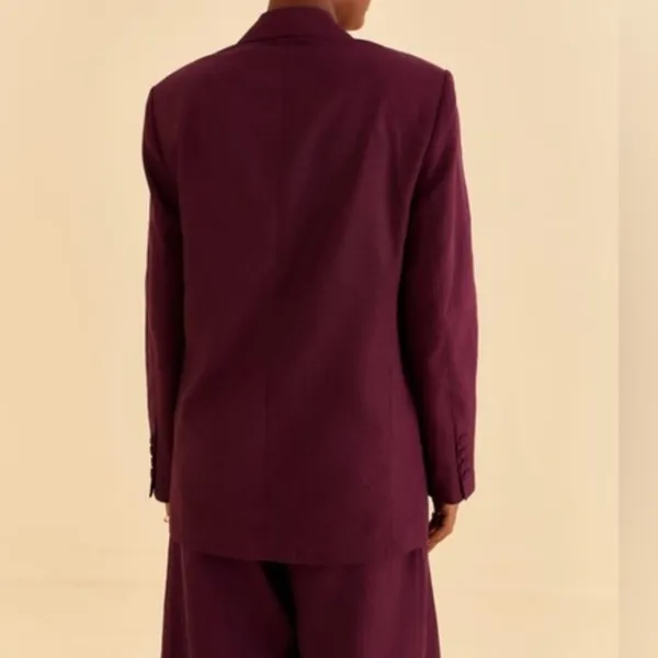 Farm Rio Burgundy straight blazer M - Image 2
