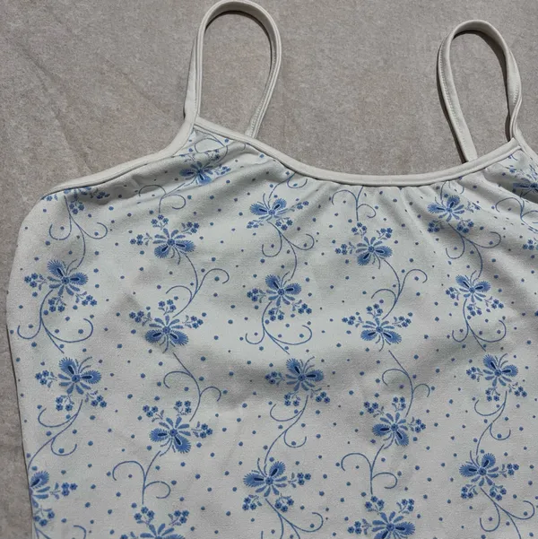 INC International Concepts Blue and White Fitted Camisole - Image 2