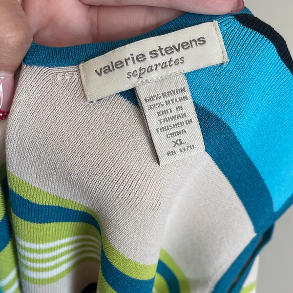 Valerie Stevens Striped V-Neck Sleeveless Top Size XL - Image 5