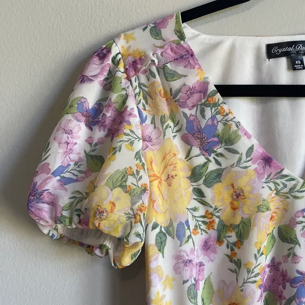 Crystal Doll Floral Flowy Puffed Sleeve Dress - Image 7