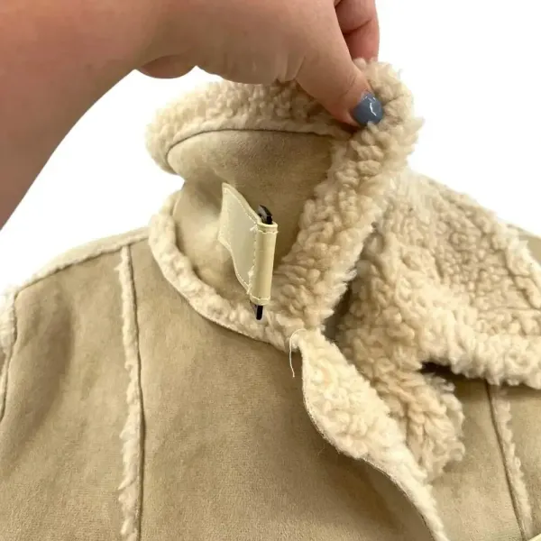 Moon River Borg Lined Duffle Coat Faux Suede Sherpa Penny‎ Lane Size Medium - Image 9
