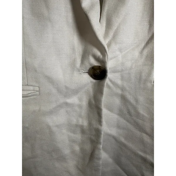 J.Crew Parke Blazer‎ White Stretch Linen Blend Classic Fit Jacket H9710 Size 2 - Image 3