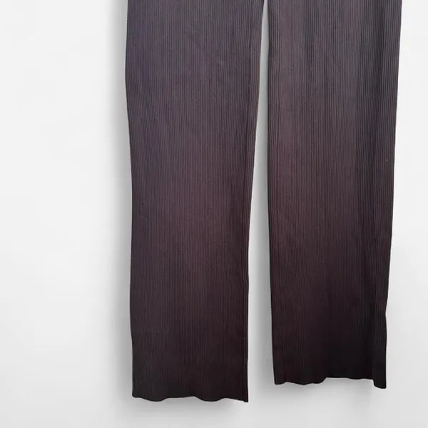 Meshki Black Rue Ribbed Flared Knit Pants | Y2K Minimalist Streetwear | Small - Image 3