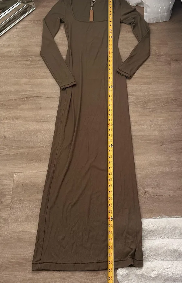 SKIMS SOFT LOUNGE LONG SLEEVE DRESS | ARMY GREEN - Image 5